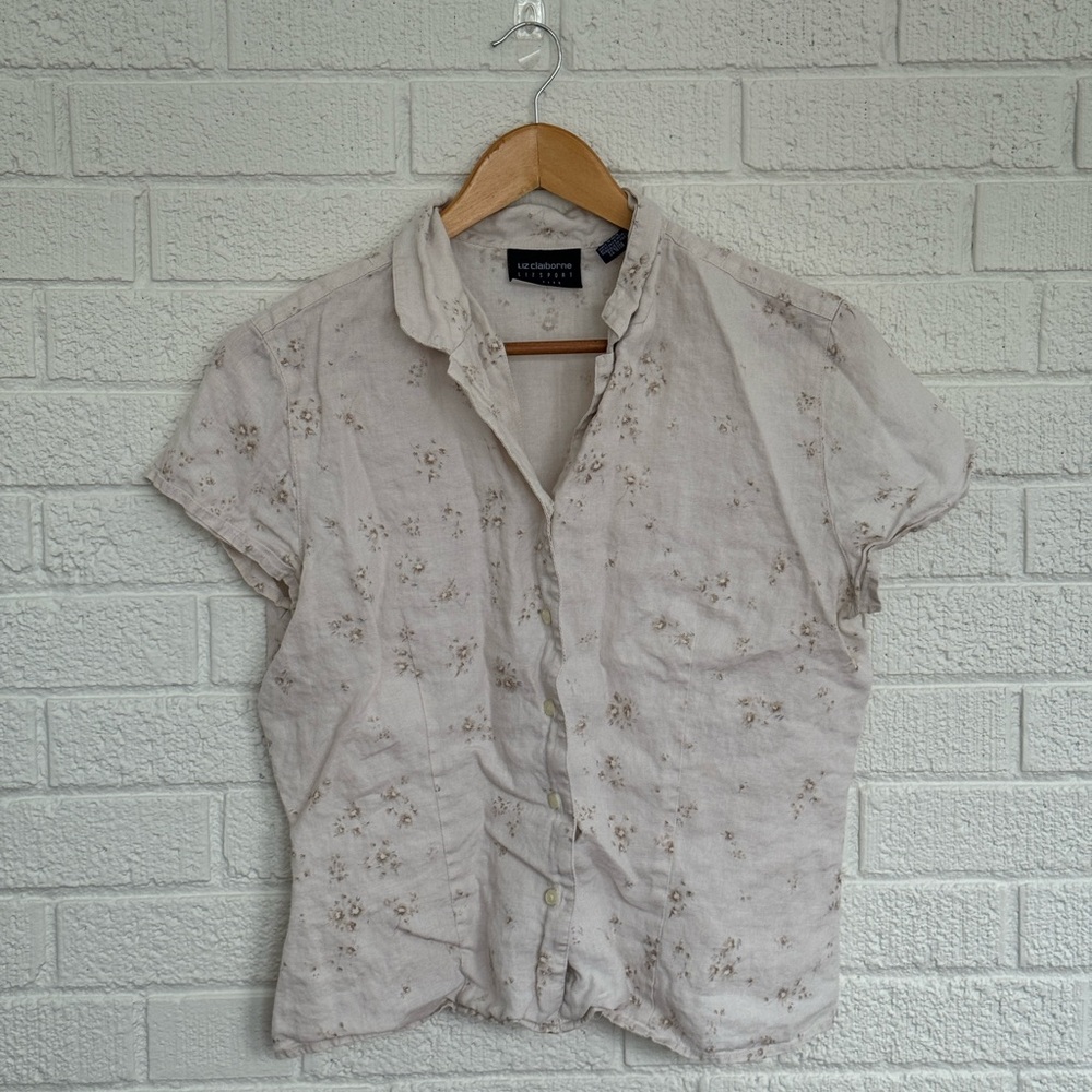 vintage 100% linen button up!
